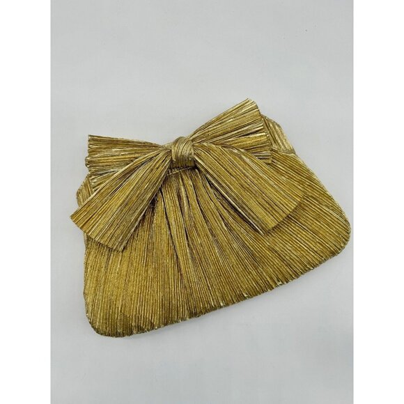 LOEFFLER RANDALL Rayne pleated bow clutch - Gold - Picture 8 of 13
